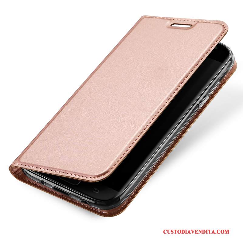 Custodia Samsung Galaxy J3 2017 Pelle Anti-caduta Europa, Cover Samsung Galaxy J3 2017 Folio Affari Rosa