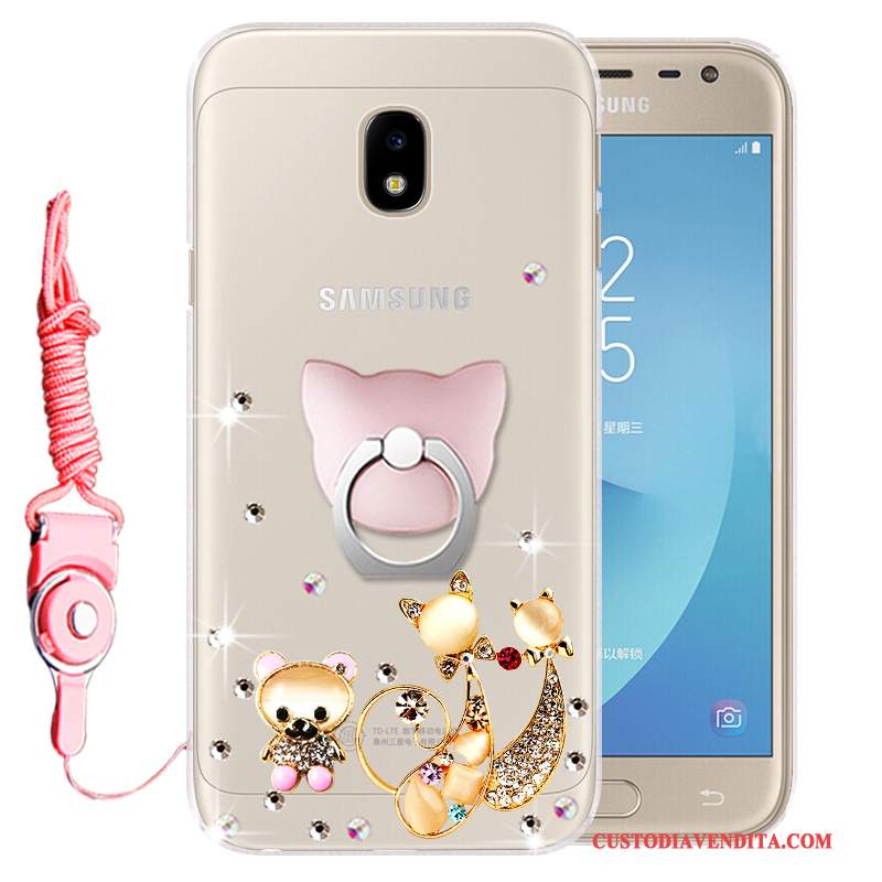 Custodia Samsung Galaxy J3 2017 Silicone Anti-cadutatelefono, Cover Samsung Galaxy J3 2017 Strass Morbido Oro