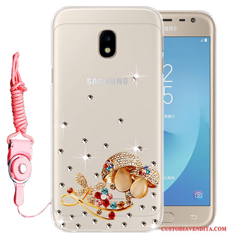 Custodia Samsung Galaxy J3 2017 Silicone Anti-cadutatelefono, Cover Samsung Galaxy J3 2017 Strass Morbido Oro