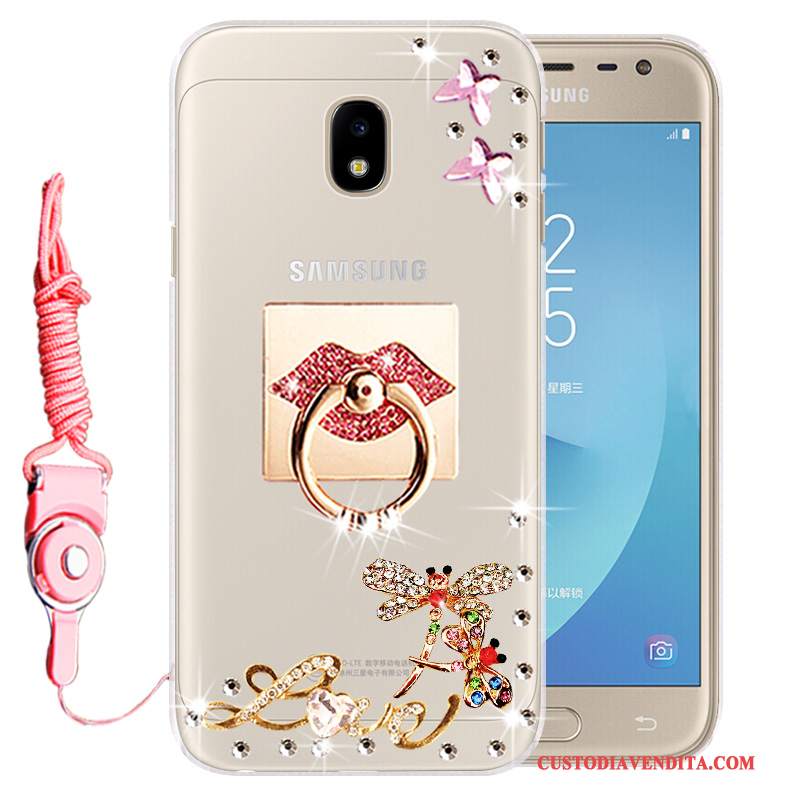 Custodia Samsung Galaxy J3 2017 Silicone Anti-cadutatelefono, Cover Samsung Galaxy J3 2017 Strass Morbido Oro