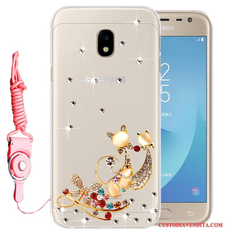 Custodia Samsung Galaxy J3 2017 Silicone Anti-cadutatelefono, Cover Samsung Galaxy J3 2017 Strass Morbido Oro