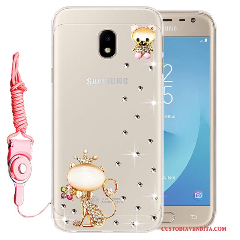 Custodia Samsung Galaxy J3 2017 Silicone Anti-cadutatelefono, Cover Samsung Galaxy J3 2017 Strass Morbido Oro