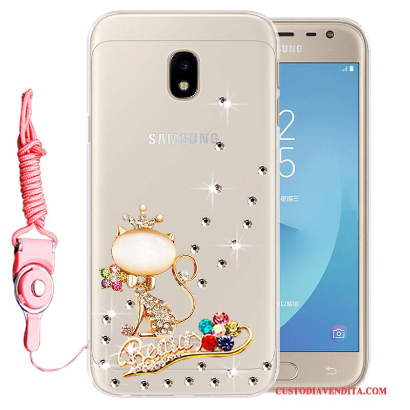 Custodia Samsung Galaxy J3 2017 Silicone Anti-cadutatelefono, Cover Samsung Galaxy J3 2017 Strass Morbido Oro