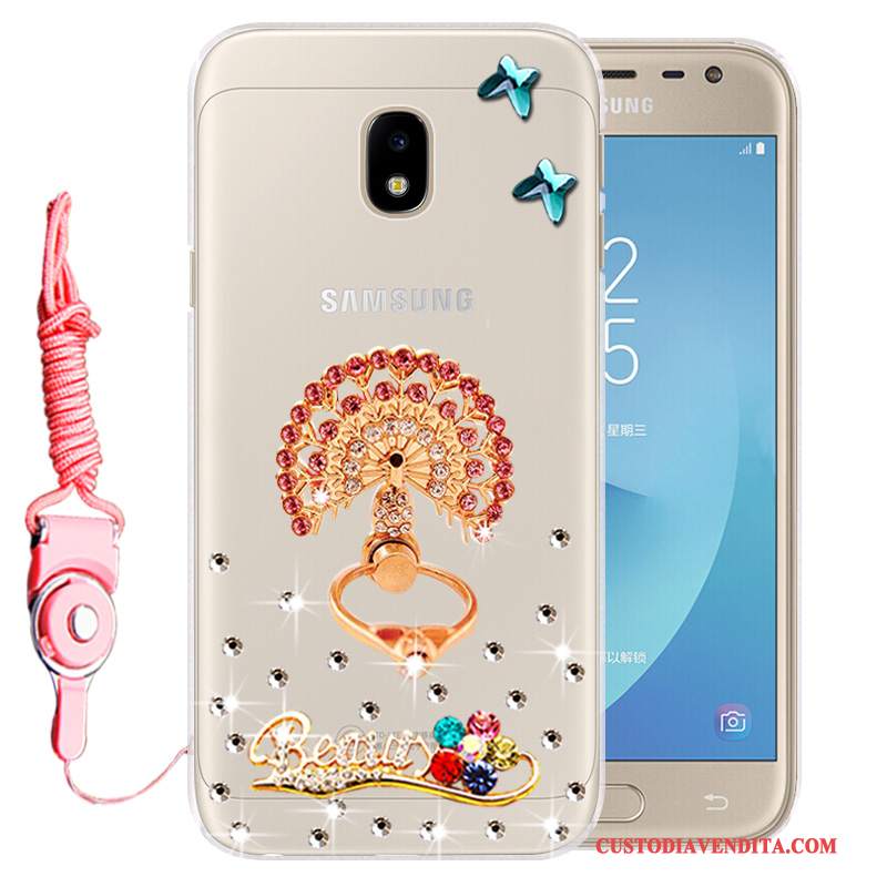 Custodia Samsung Galaxy J3 2017 Silicone Anti-cadutatelefono, Cover Samsung Galaxy J3 2017 Strass Morbido Oro