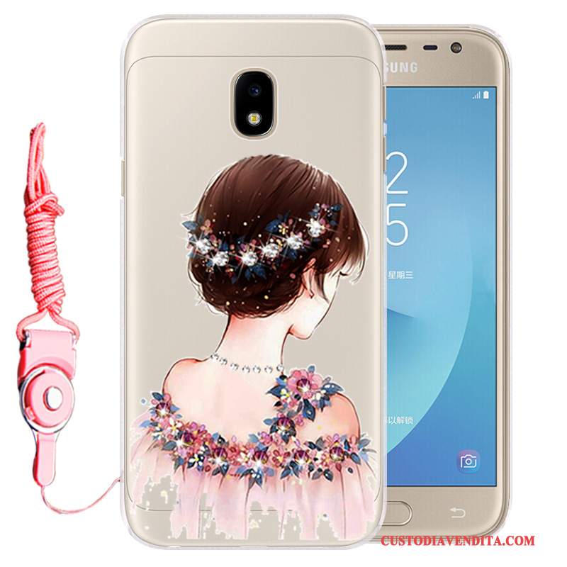 Custodia Samsung Galaxy J3 2017 Silicone Anti-cadutatelefono, Cover Samsung Galaxy J3 2017 Strass Morbido Oro