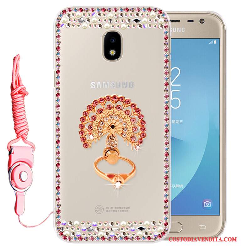 Custodia Samsung Galaxy J3 2017 Silicone Anti-cadutatelefono, Cover Samsung Galaxy J3 2017 Strass Morbido Oro