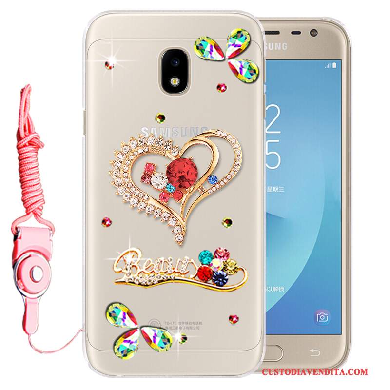 Custodia Samsung Galaxy J3 2017 Silicone Anti-cadutatelefono, Cover Samsung Galaxy J3 2017 Strass Morbido Oro