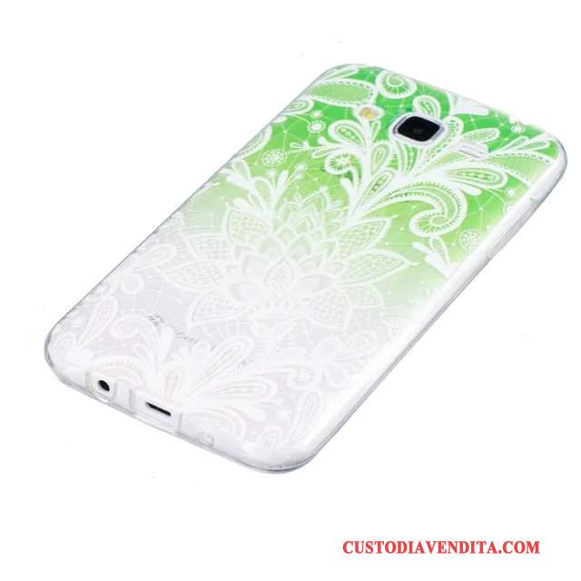 Custodia Samsung Galaxy J5 2015 Colore Tutto Incluso Morbido, Cover Samsung Galaxy J5 2015 Protezione Verde Fiori