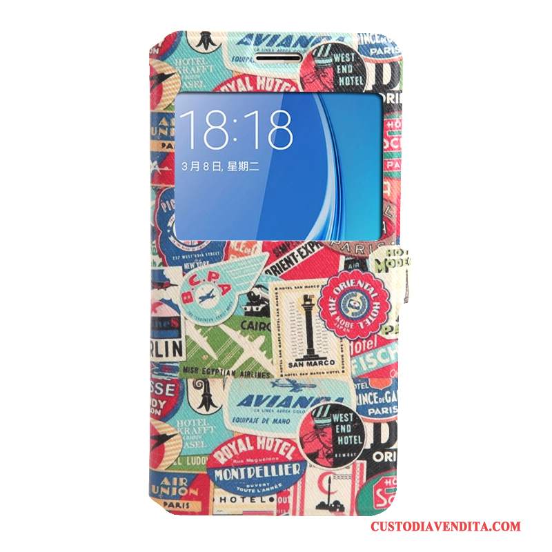 Custodia Samsung Galaxy J5 2016 Cartone Animato Telefono Porpora, Cover Samsung Galaxy J5 2016 Colore Finestra Aperta