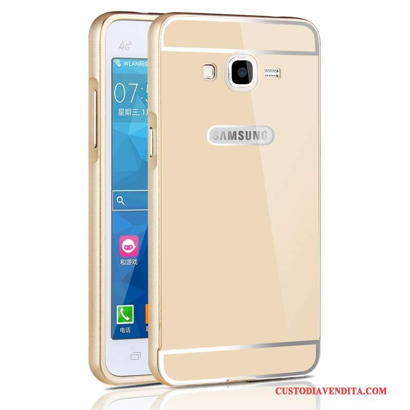 Custodia Samsung Galaxy J5 2016 Protezione Specchio Telaio, Cover Samsung Galaxy J5 2016 Difficile Argento