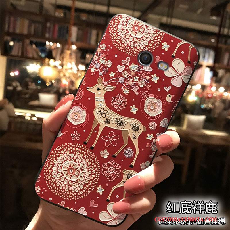 Custodia Samsung Galaxy J5 2017 Silicone Rosso Ornamenti Appesi, Cover Samsung Galaxy J5 2017 Telefono Tutto Incluso