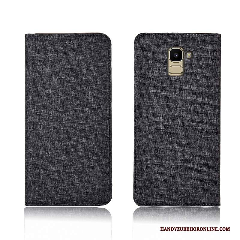 Custodia Samsung Galaxy J6 Pelle Telefono Cotone E Lino, Cover Samsung Galaxy J6 Folio Anti-caduta Nuovo