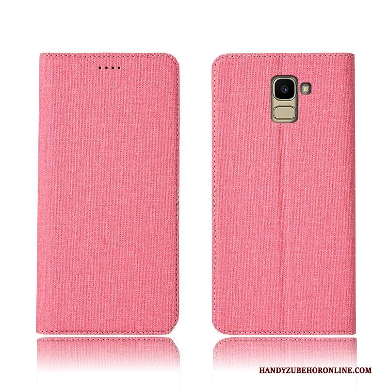 Custodia Samsung Galaxy J6 Pelle Telefono Cotone E Lino, Cover Samsung Galaxy J6 Folio Anti-caduta Nuovo