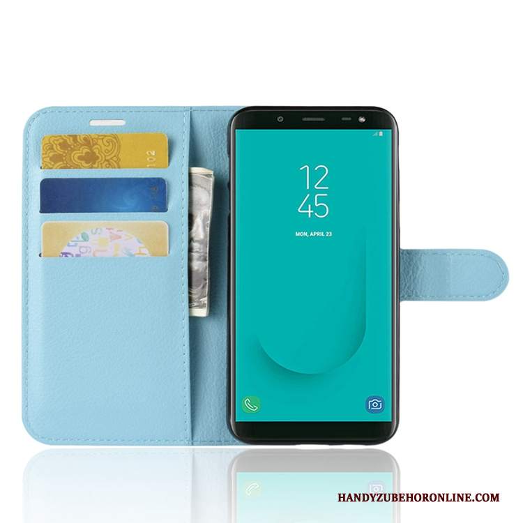 Custodia Samsung Galaxy J6 Pelle Tutto Incluso Blu, Cover Samsung Galaxy J6 Protezione Telefono Carta