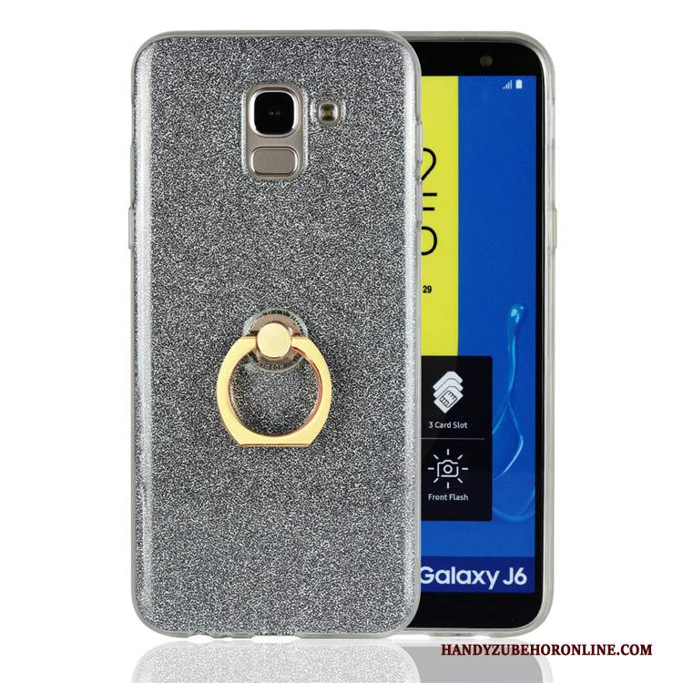 Custodia Samsung Galaxy J6 Silicone Anti-caduta Bianco, Cover Samsung Galaxy J6 Telefono Ring