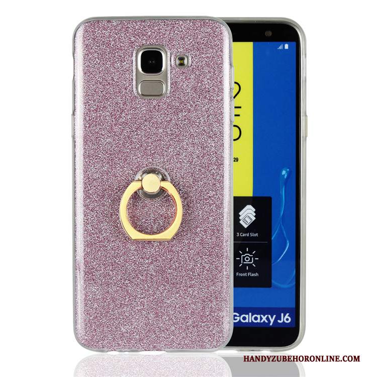 Custodia Samsung Galaxy J6 Silicone Anti-caduta Bianco, Cover Samsung Galaxy J6 Telefono Ring