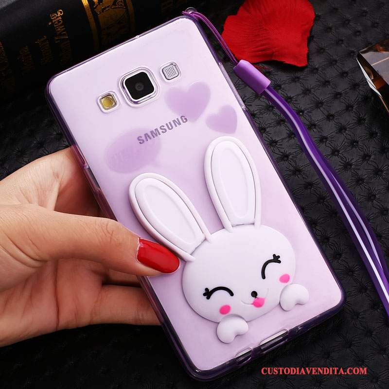 Custodia Samsung Galaxy J7 2015 Cartone Animato Rosa Morbido, Cover Samsung Galaxy J7 2015 Silicone Telefono Trasparente