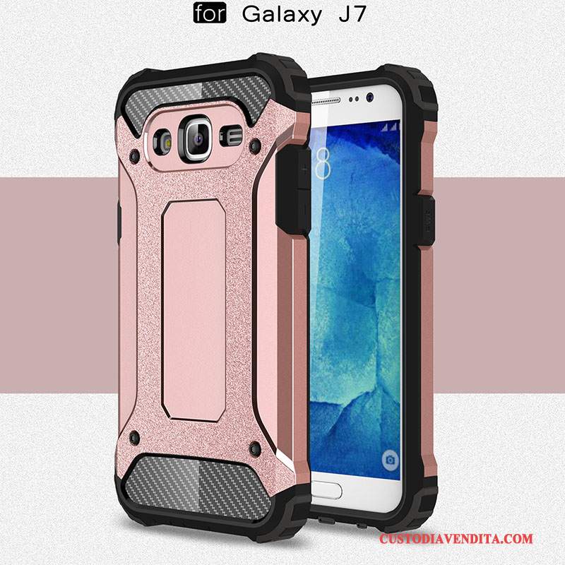 Custodia Samsung Galaxy J7 2015 Silicone Anti-caduta Rosa, Cover Samsung Galaxy J7 2015 Protezione Morbidotelefono