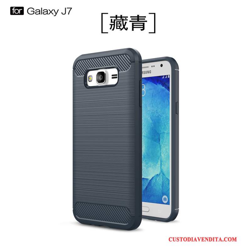 Custodia Samsung Galaxy J7 2015 Silicone Telefono Nuovo, Cover Samsung Galaxy J7 2015 Protezione Tutto Incluso Nero