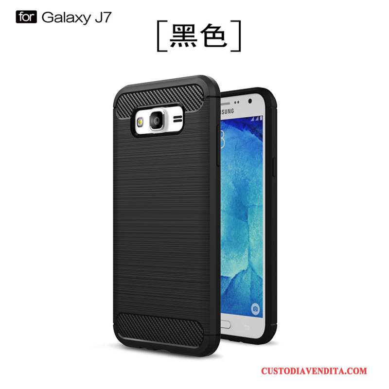 Custodia Samsung Galaxy J7 2015 Silicone Telefono Nuovo, Cover Samsung Galaxy J7 2015 Protezione Tutto Incluso Nero