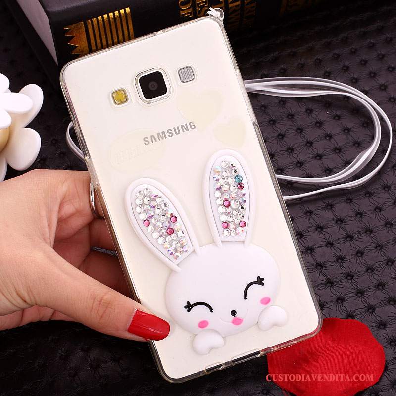 Custodia Samsung Galaxy J7 2015 Strass Palla Di Pelo Supporto, Cover Samsung Galaxy J7 2015 Silicone Biancotelefono