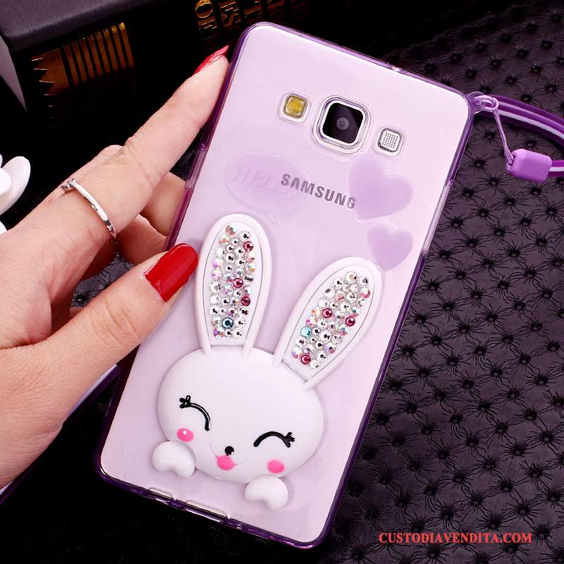 Custodia Samsung Galaxy J7 2015 Strass Palla Di Pelo Supporto, Cover Samsung Galaxy J7 2015 Silicone Biancotelefono