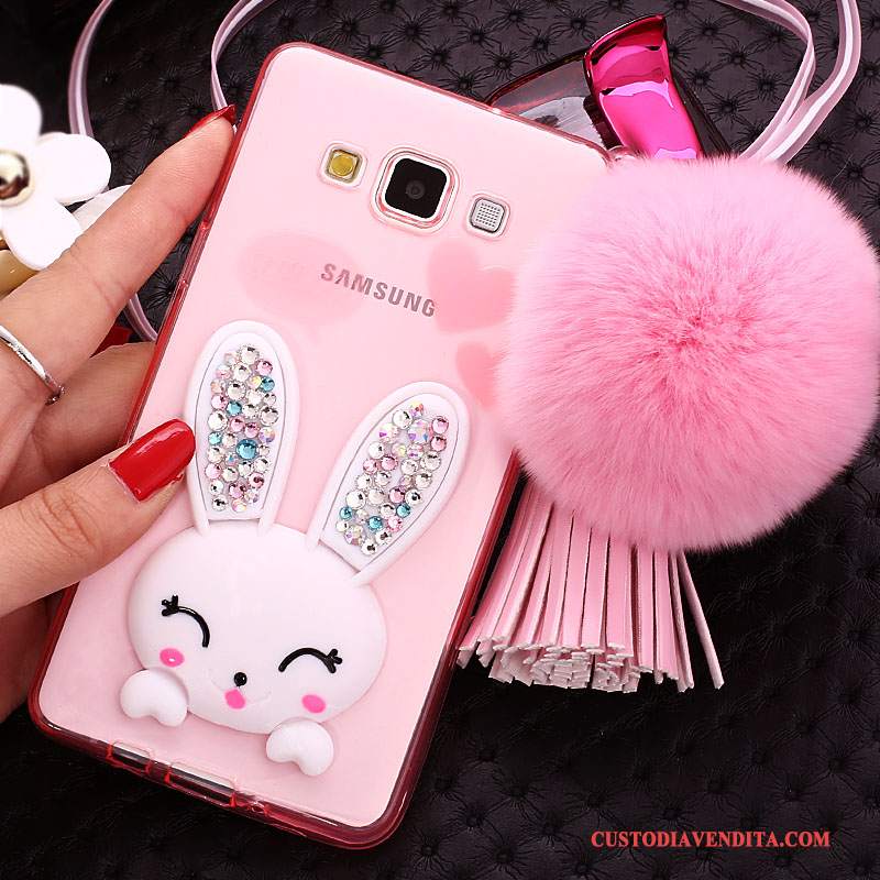 Custodia Samsung Galaxy J7 2015 Strass Palla Di Pelo Supporto, Cover Samsung Galaxy J7 2015 Silicone Biancotelefono