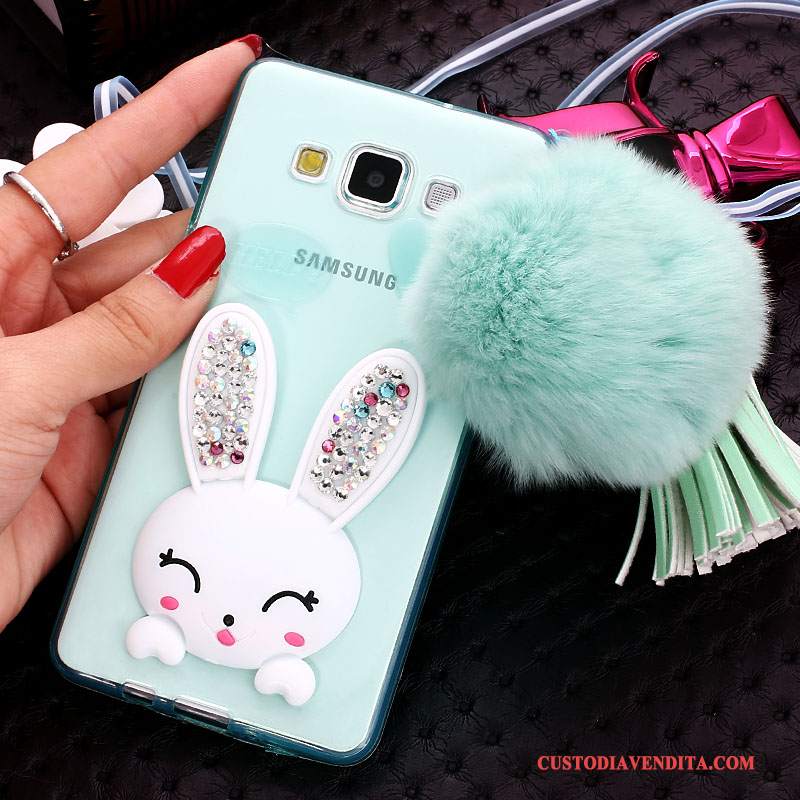 Custodia Samsung Galaxy J7 2015 Strass Palla Di Pelo Supporto, Cover Samsung Galaxy J7 2015 Silicone Biancotelefono