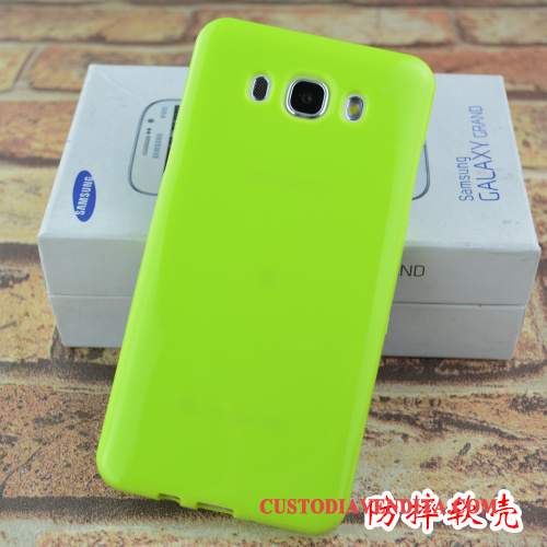 Custodia Samsung Galaxy J7 2016 Silicone Morbido Verde, Cover Samsung Galaxy J7 2016 Goffratura Anti-cadutatelefono