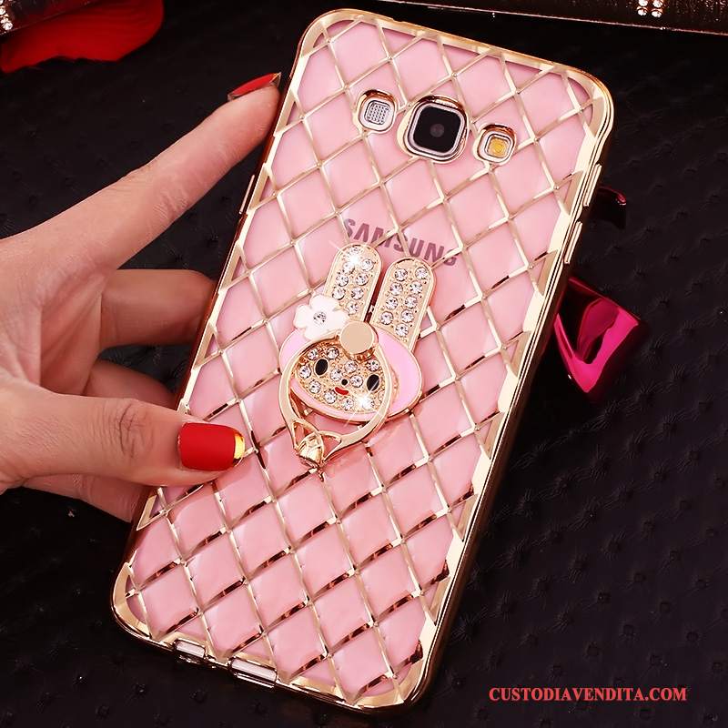 Custodia Samsung Galaxy J7 2016 Strass Con Strass Rosa, Cover Samsung Galaxy J7 2016 Protezione Fibbia Ring