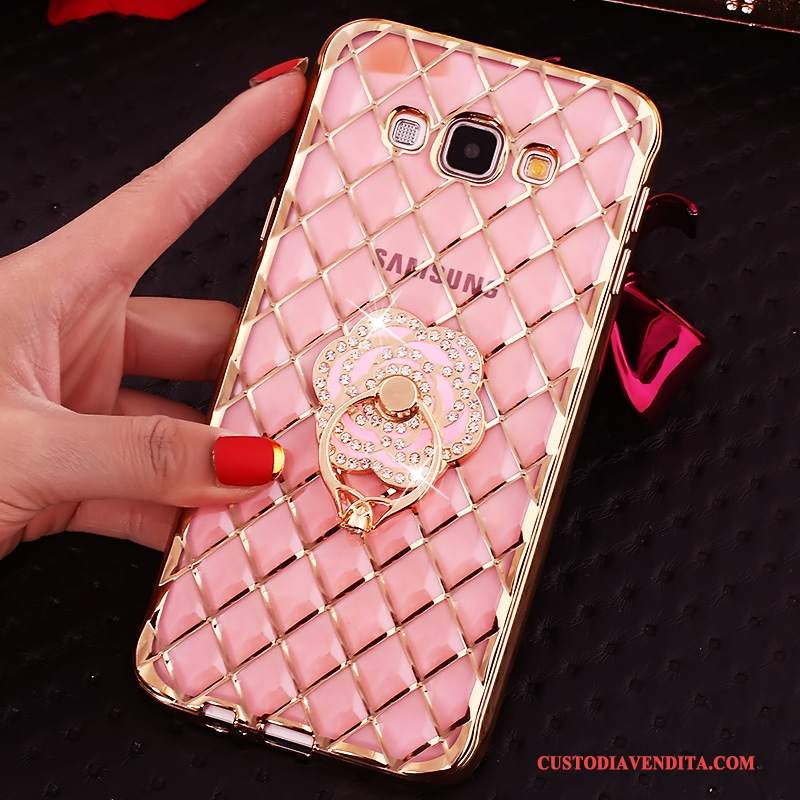 Custodia Samsung Galaxy J7 2016 Strass Con Strass Rosa, Cover Samsung Galaxy J7 2016 Protezione Fibbia Ring