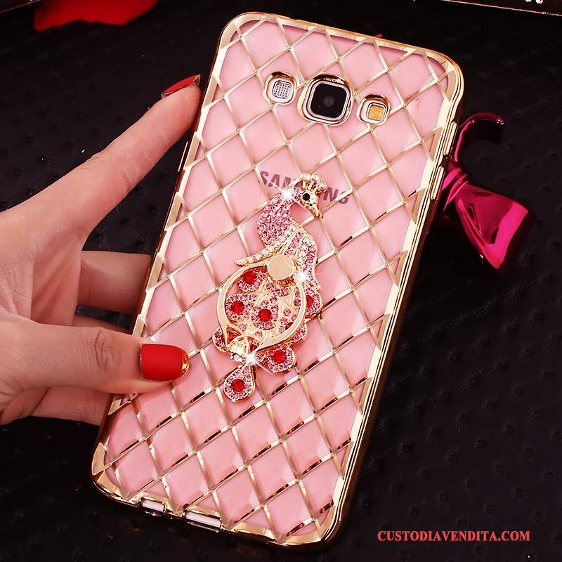 Custodia Samsung Galaxy J7 2016 Strass Con Strass Rosa, Cover Samsung Galaxy J7 2016 Protezione Fibbia Ring