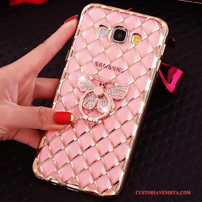 Custodia Samsung Galaxy J7 2016 Strass Con Strass Rosa, Cover Samsung Galaxy J7 2016 Protezione Fibbia Ring