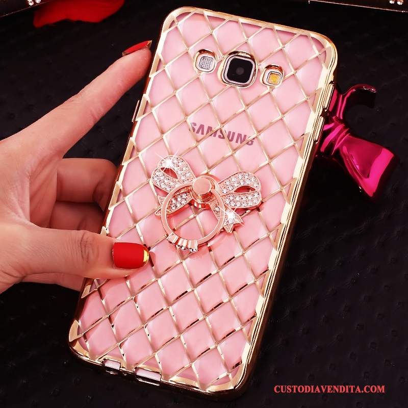 Custodia Samsung Galaxy J7 2016 Strass Con Strass Rosa, Cover Samsung Galaxy J7 2016 Protezione Fibbia Ring