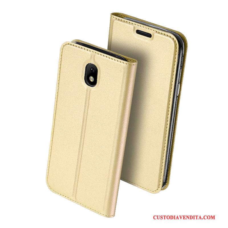 Custodia Samsung Galaxy J7 2017 Folio Oro Leggere, Cover Samsung Galaxy J7 2017 Pelle Affari Europa