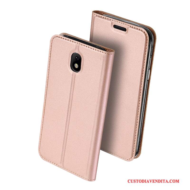 Custodia Samsung Galaxy J7 2017 Folio Oro Leggere, Cover Samsung Galaxy J7 2017 Pelle Affari Europa