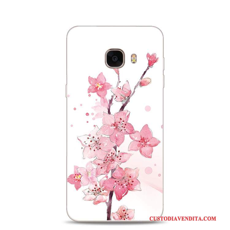 Custodia Samsung Galaxy J7 2017 Goffratura Rosa Morbido, Cover Samsung Galaxy J7 2017 Silicone Fiori Di Pescotelefono