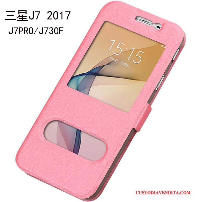 Custodia Samsung Galaxy J7 2017 Pelle Rossotelefono, Cover Samsung Galaxy J7 2017 Protezione Tutto Incluso