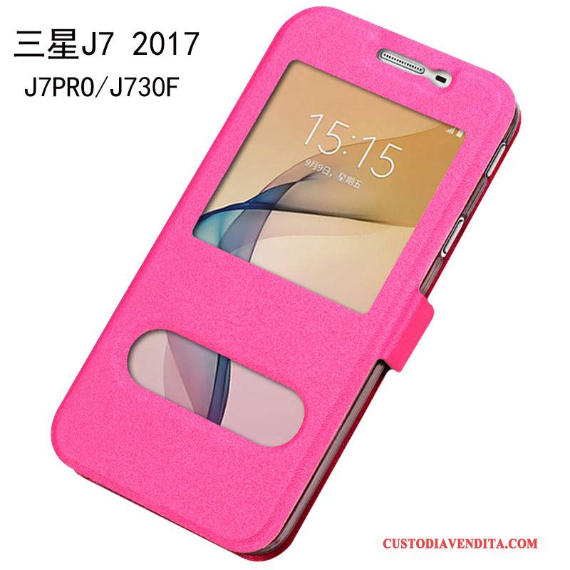 Custodia Samsung Galaxy J7 2017 Pelle Rossotelefono, Cover Samsung Galaxy J7 2017 Protezione Tutto Incluso