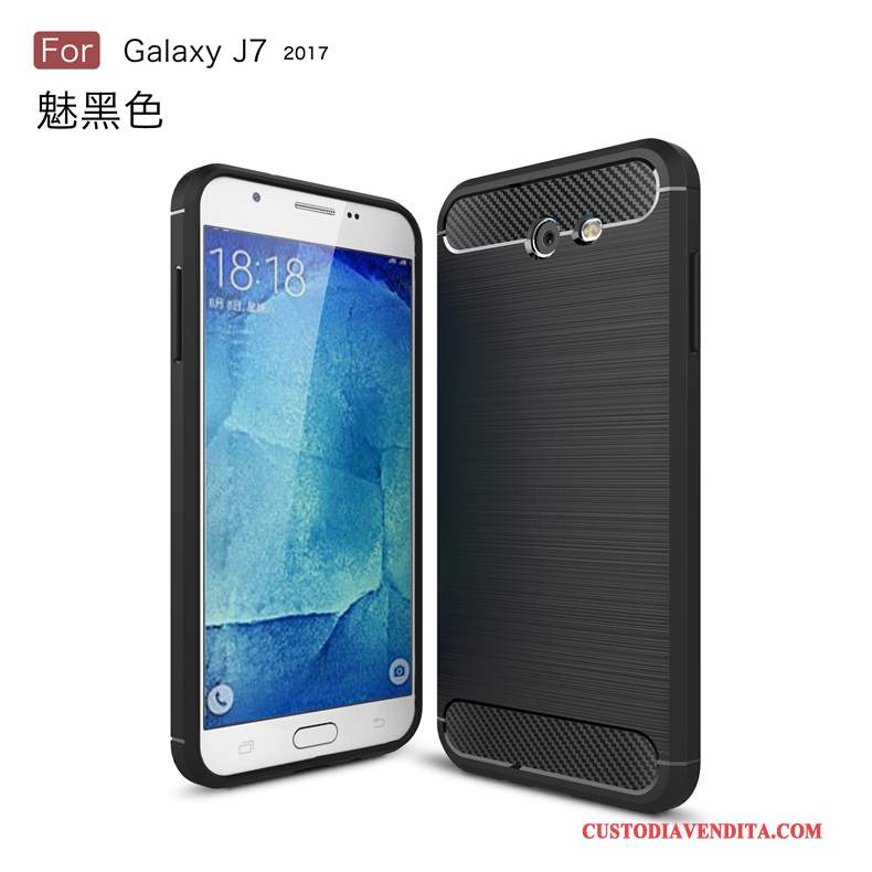 Custodia Samsung Galaxy J7 2017 Protezione Nero Seta, Cover Samsung Galaxy J7 2017 Fibra Modello