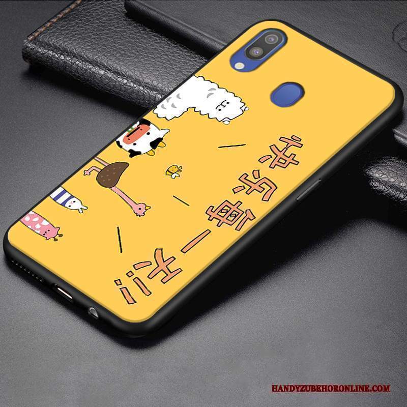 Custodia Samsung Galaxy M20 Cartone Animato Telefono Bello, Cover Samsung Galaxy M20 Silicone Morbido Giallo