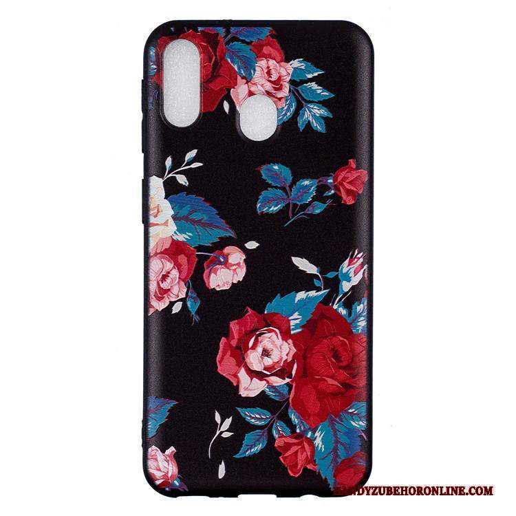 Custodia Samsung Galaxy M20 Cartone Animato Telefono Marchio Di Tendenza, Cover Samsung Galaxy M20 Goffratura Ornamenti Appesi Blu