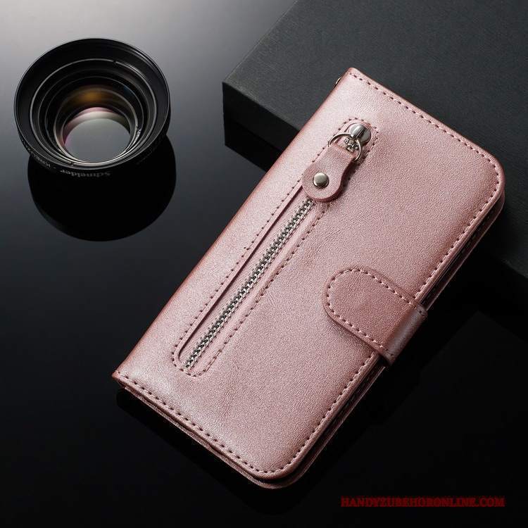 Custodia Samsung Galaxy M20 Folio Oro Rosa Piccola, Cover Samsung Galaxy M20 Pelle Cerniera Mucca