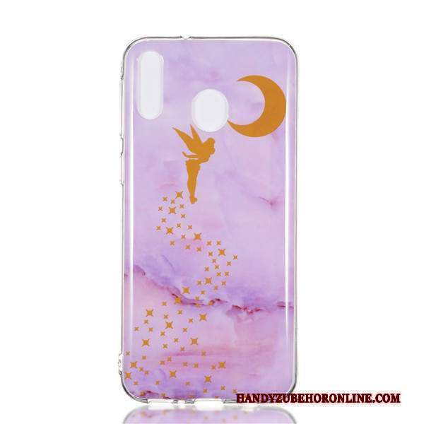 Custodia Samsung Galaxy M20 Silicone Grande Porpora, Cover Samsung Galaxy M20 Cartone Animato Telefono