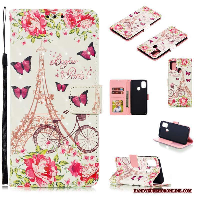 Custodia Samsung Galaxy M30s Folio Blu Carta, Cover Samsung Galaxy M30s Pelle Telefono Bello