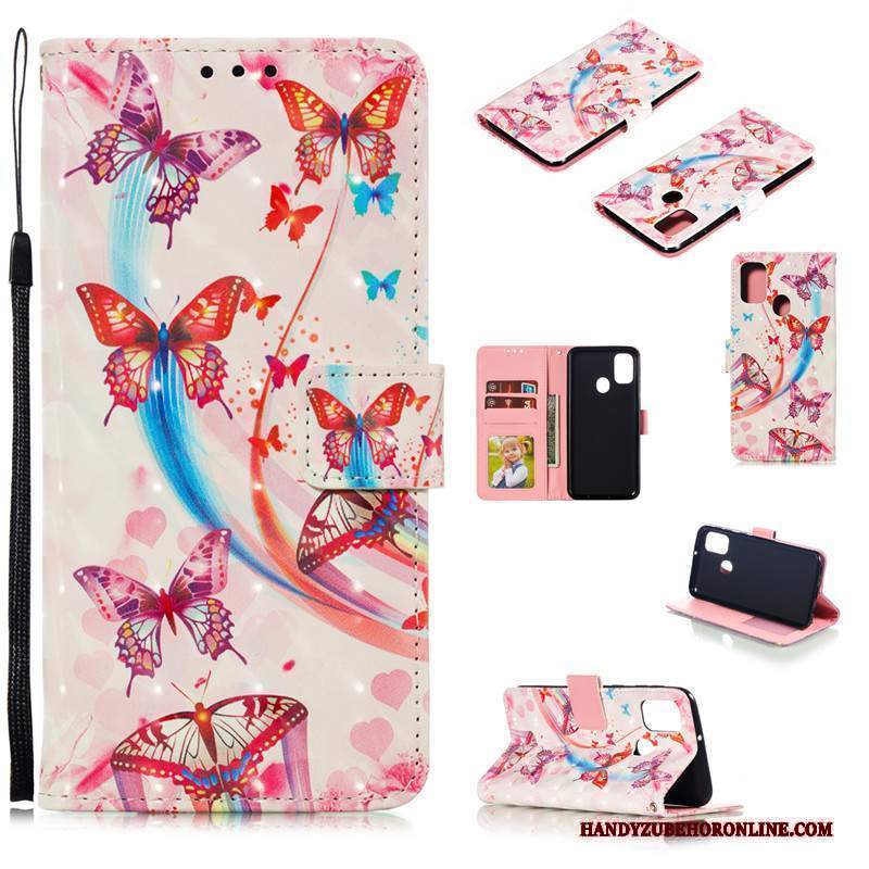 Custodia Samsung Galaxy M30s Folio Blu Carta, Cover Samsung Galaxy M30s Pelle Telefono Bello