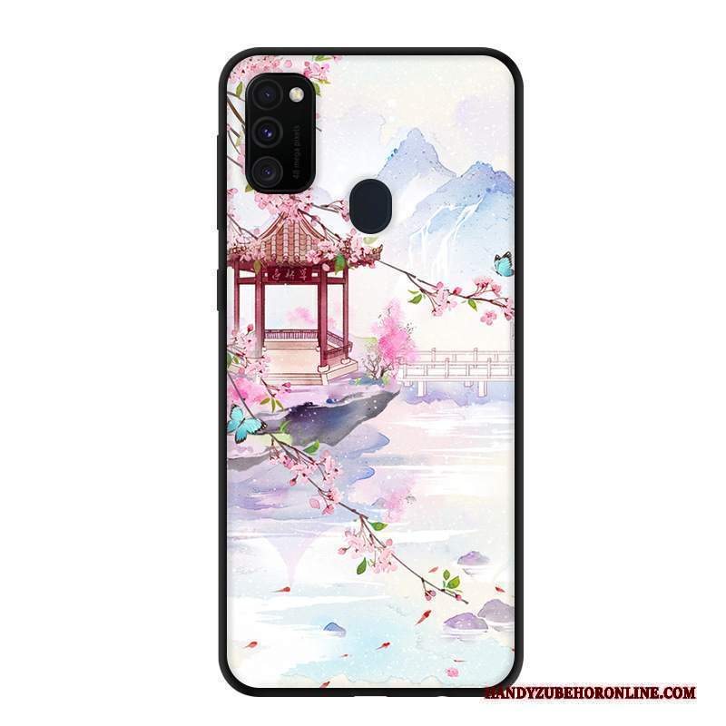 Custodia Samsung Galaxy M30s Protezione Macchiati Nero, Cover Samsung Galaxy M30s Morbido Rosa