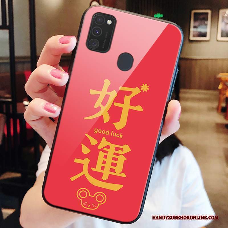 Custodia Samsung Galaxy M30s Protezione Vetro Nuovo, Cover Samsung Galaxy M30s Amanti Rosso