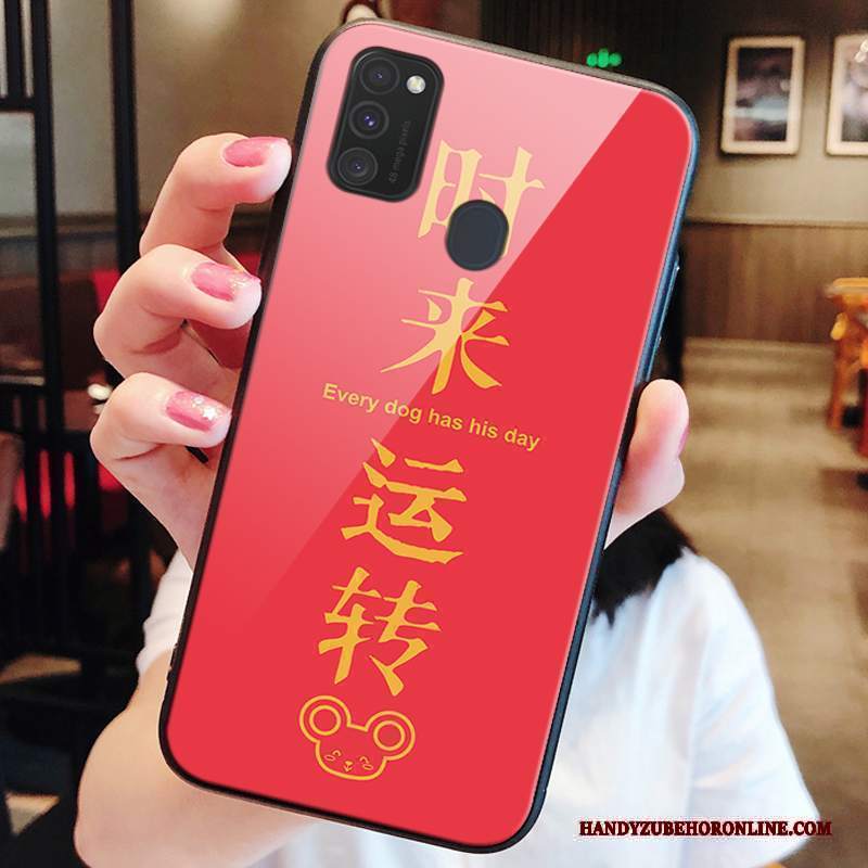 Custodia Samsung Galaxy M30s Protezione Vetro Nuovo, Cover Samsung Galaxy M30s Amanti Rosso