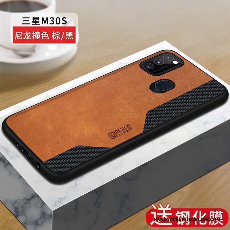 Custodia Samsung Galaxy M30s Silicone Rossotelefono, Cover Samsung Galaxy M30s Pelle Tutto Incluso Nylon